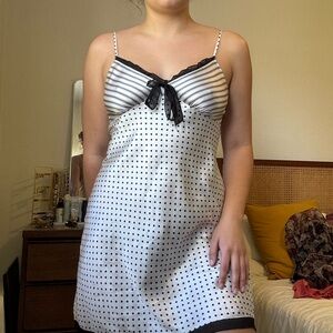 Vintage Black and White Polka Dot slip